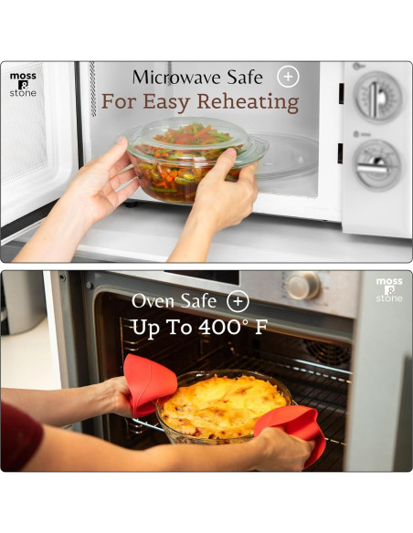 Juego de Platos de Cazuela de Vidrio Borosilicato Moss & Stone 3 Piezas