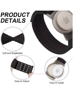 Pulsera Ajustable Vancle para AirTag - Nylon Negro 100-188 mm 2