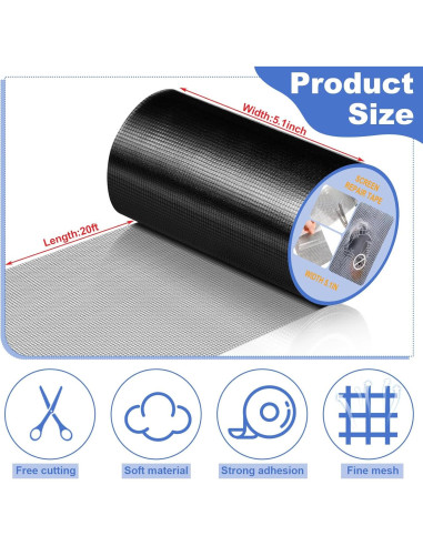 Cinta de Reparación de Malla Fibra de Vidrio CroBlissful 12.7cm x 6.1m