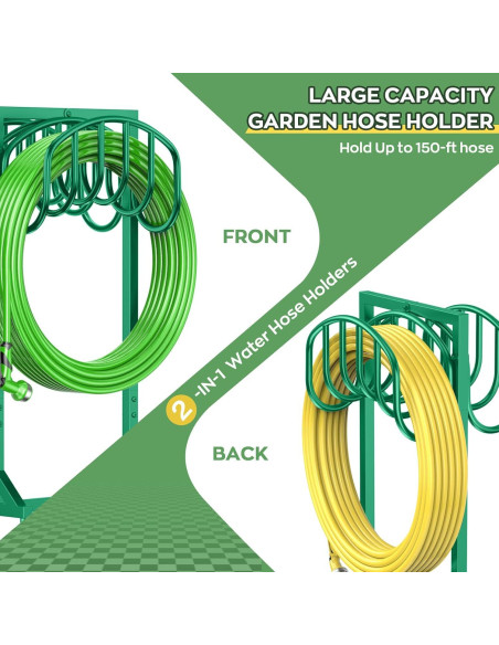 Soporte para Manguera de Jardín HOMIJIABRO 2x150 pies Metal Verde