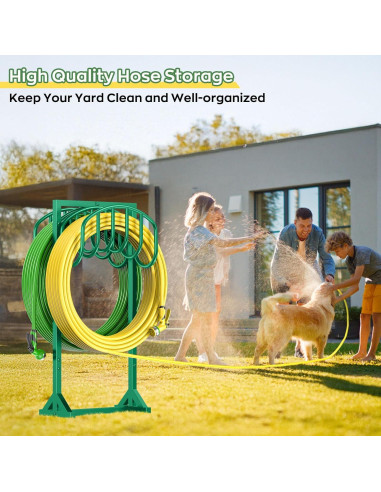 Soporte para Manguera de Jardín HOMIJIABRO 2x150 pies Metal Verde
