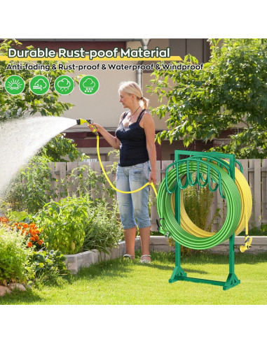 Soporte para Manguera de Jardín HOMIJIABRO 2x150 pies Metal Verde