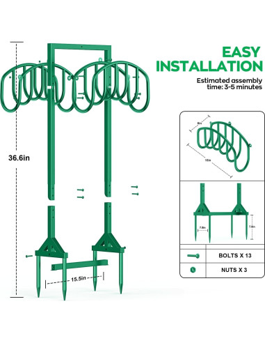 Soporte para Manguera de Jardín HOMIJIABRO 2x150 pies Metal Verde