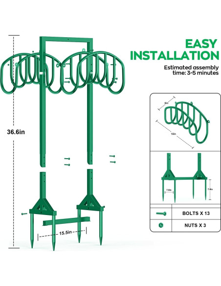 Soporte para Manguera de Jardín HOMIJIABRO 2x150 pies Metal Verde
