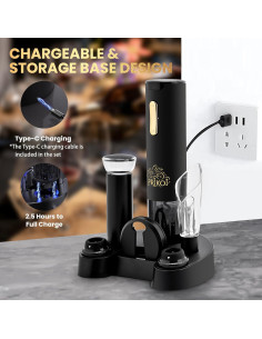 Juego de Abridor de Vino Eléctrico Prikoi con Base de Carga 2