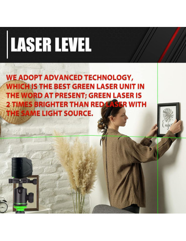 Nivel láser autorregulable C&T 30m línea cruzada verde