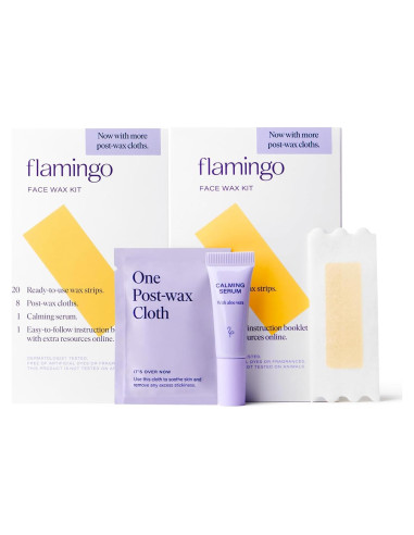 Kit de Cera Facial Flamingo para Mujeres - 20 Tiras + Pañitos