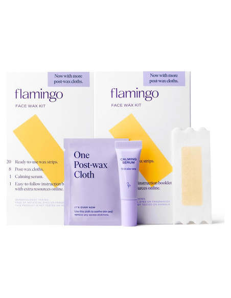 Kit de Cera Facial Flamingo para Mujeres - 20 Tiras + Pañitos