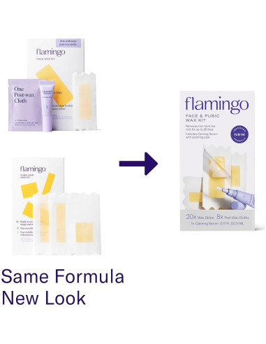 Kit de Cera Facial Flamingo para Mujeres - 20 Tiras + Pañitos
