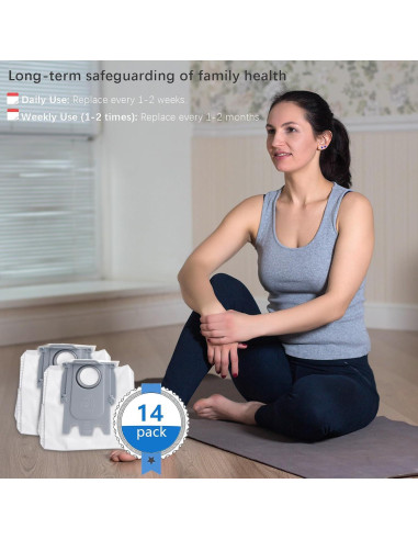 14 Bolsas Desechables para Roborock Q Revo 2.7L Bluearks