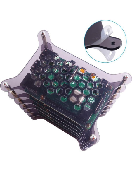 Caja de Clúster GeeekPi 6 Capas para Raspberry Pi 4/3/2 con Disipadores