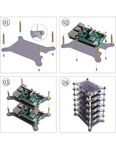 Caja de Clúster GeeekPi 6 Capas para Raspberry Pi 4/3/2 con Disipadores
