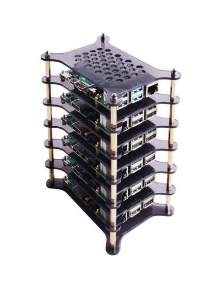 Caja de Clúster GeeekPi 6 Capas para Raspberry Pi 4/3/2 con Disipadores