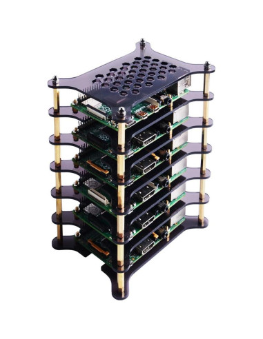 Caja de Clúster GeeekPi 6 Capas para Raspberry Pi 4/3/2 con Disipadores