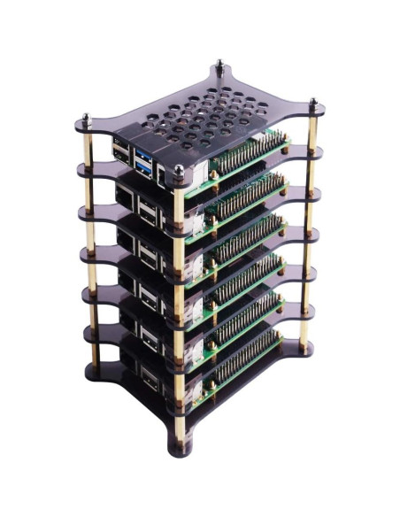 Caja de Clúster GeeekPi 6 Capas para Raspberry Pi 4/3/2 con Disipadores