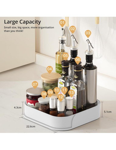 Organizador Giratorio Cuadrado Semlos 23x6 cm para Especias