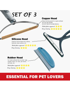 Juego de 3 Removedores de Pelo de Mascotas ELEMSY - Alfombras, Sofás, Ropa 2