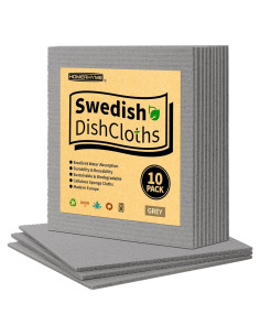 Paños de Cocina Reutilizables HOMERHYME - 10 Toallas Absorbentes Gris