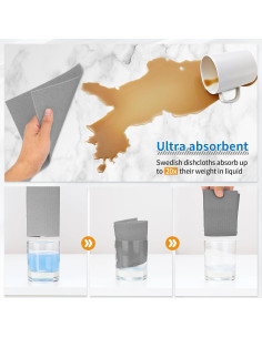 Paños de Cocina Reutilizables HOMERHYME - 10 Toallas Absorbentes Gris 2