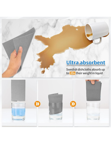 Paños de Cocina Reutilizables HOMERHYME - 10 Toallas Absorbentes Gris