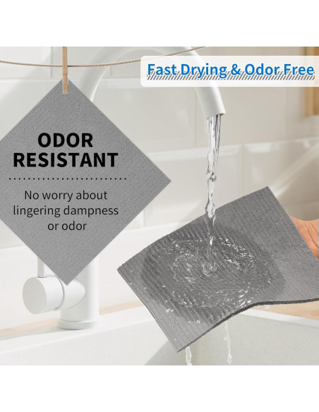 Paños de Cocina Reutilizables HOMERHYME - 10 Toallas Absorbentes Gris