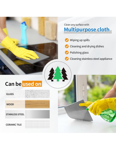 Paños de Cocina Reutilizables HOMERHYME - 10 Toallas Absorbentes Gris