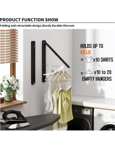 Estante Plegable para Secar Ropa Dancrul Negro 27.2 kg 2