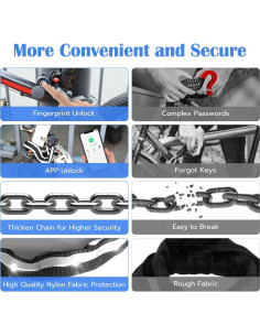 Candado de cadena inteligente Eseesmart 100cm con huella dactilar 2