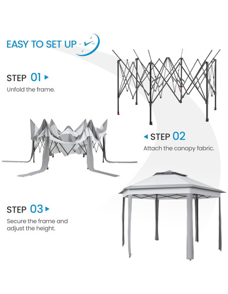 Gazebo Plegable Yaheetech 3x3m Hexagonal con Malla y Techo Doble