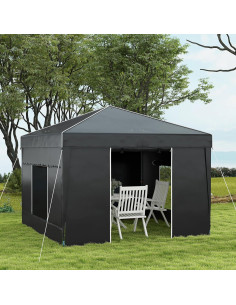 Carpa Plegable Outsunny 2.95x2.95m con Ventanas y Paredes 2