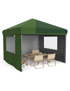 Carpa Plegable IHEX 3x3m con 3 Paredes Removibles Verde