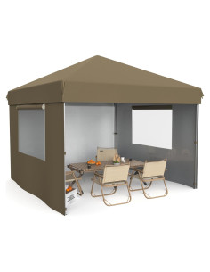 Carpa Plegable 3x3m HarmonyHealth Caqui con 3 Paredes Removibles
