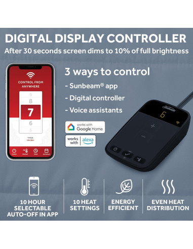 Protector de colchón calefaccionado Sunbeam individual 99x191 cm