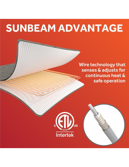 Protector de colchón calefaccionado Sunbeam individual 99x191 cm