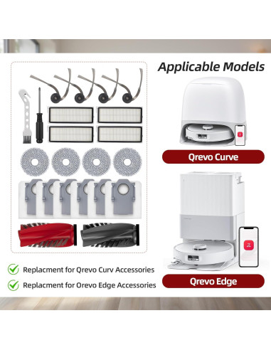 21 Piezas Repuesto Walntec para Aspiradora Roborock Qrevo