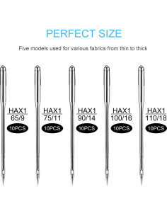 Agujas de Máquina de Coser Kidoom 50 PCS Universal HAX1 2
