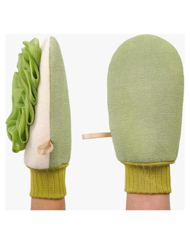 Guante Exfoliante Lusilushy Verde Doble Cara para Ducha