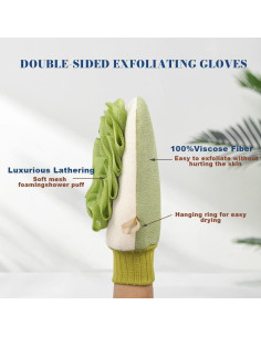 Guante Exfoliante Lusilushy Verde Doble Cara para Ducha 2