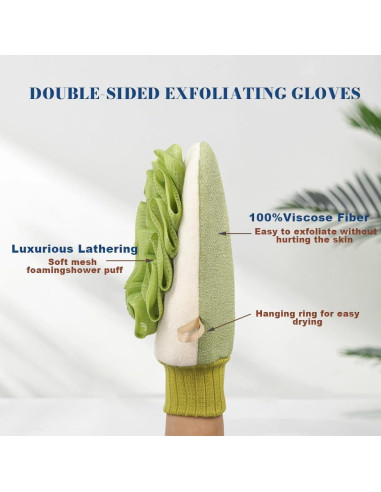 Guante Exfoliante Lusilushy Verde Doble Cara para Ducha