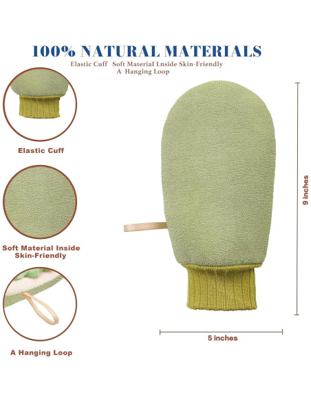 Guante Exfoliante Lusilushy Verde Doble Cara para Ducha