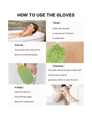 Guante Exfoliante Lusilushy Verde Doble Cara para Ducha
