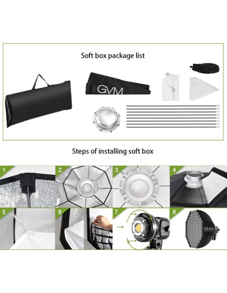 Kit de Iluminación Fotográfica GVM 80W con Softbox 60cm