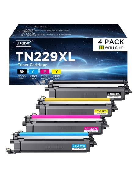 Cartucho de Tóner TN229XL Timink para Brother - 4 Pack