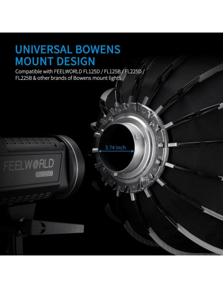 Softbox Parabólico FEELWORLD FSP60 V2 60cm para Luces Bowens