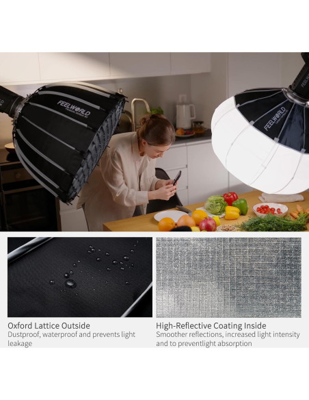 Softbox Parabólico FEELWORLD FSP60 V2 60cm para Luces Bowens