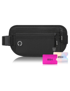 Cinturón de Dinero RFID UETLRO Negro para Viaje Unisex