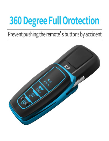 Funda de Llave Tukellen TPU Azul para Toyota 2020-2024