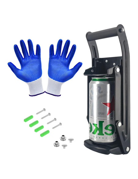 Aplastador de Latas MinliGUY Montado en Pared con Guantes