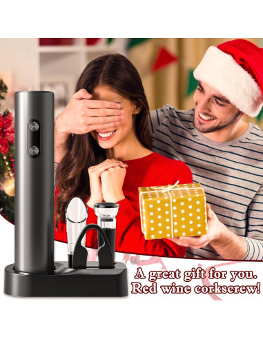 Abridor de Vino Eléctrico AtomDream Tech 5 en 1 Negro