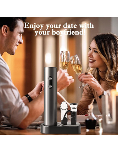 Abridor de Vino Eléctrico AtomDream Tech 5 en 1 Negro